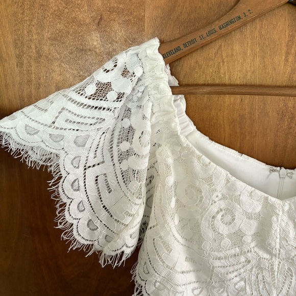 Promesa White Off The Shoulder Floral Lace Dress NWT Small Wedding Boho Formal - Picture 13 of 15